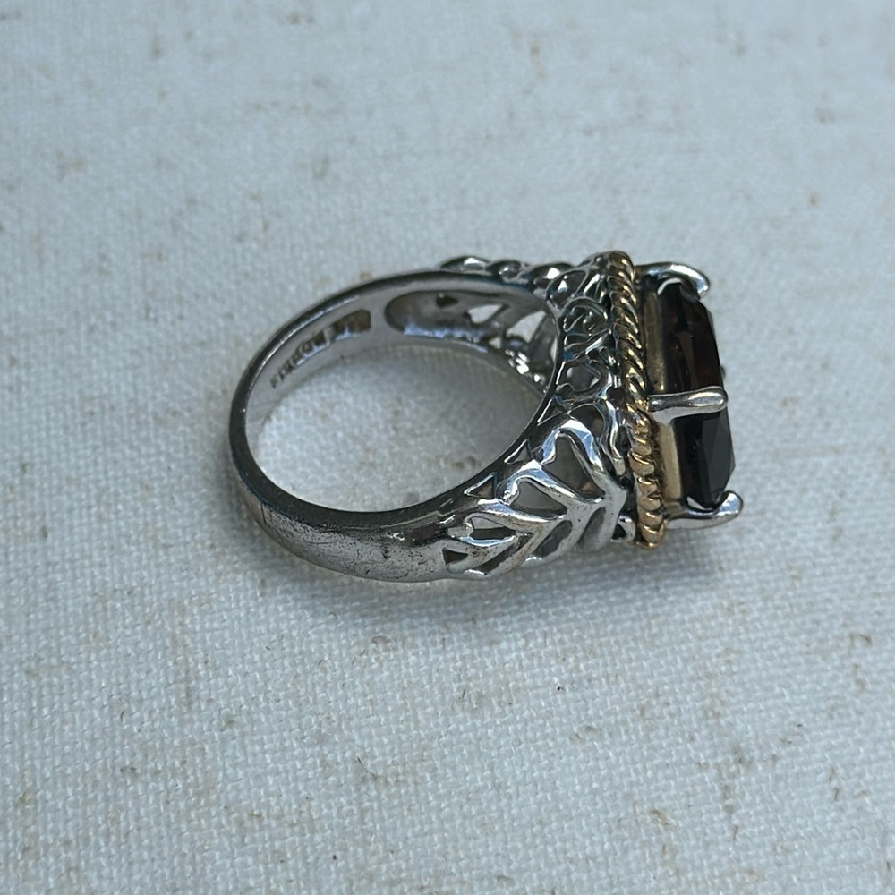 Vintage Lia Sophia Mia Bella Smoky Topaz Emerald Cut Ring View 5